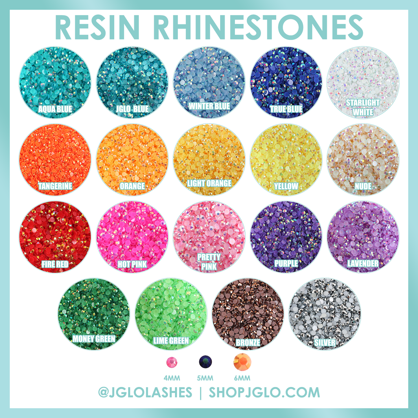 4MM, 5MM & 6MM RESIN RHINESTONES